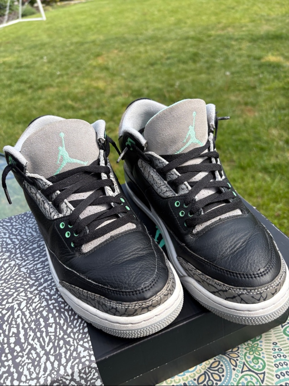 Jordan Retro Sneakers Black/Gray with Teal Accents